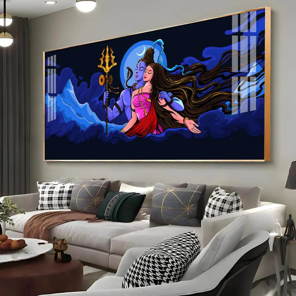 Shiv Shakti Premium Acrylic Horizontal Wall Art - Decor Mantra 