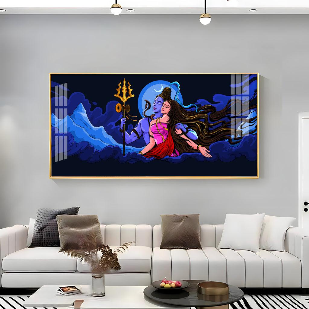 Shiv Shakti Premium Acrylic Horizontal Wall Art - Decor Mantra 