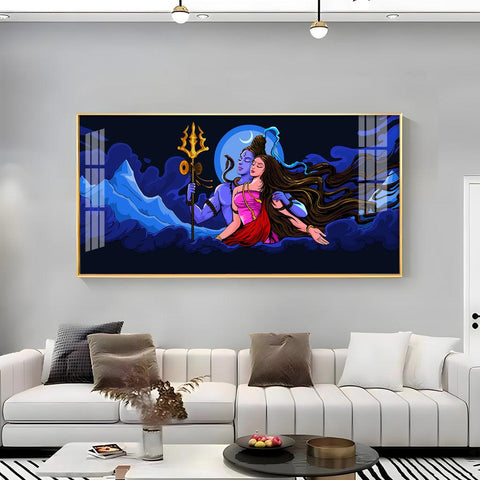 Shiv Shakti Premium Acrylic Horizontal Wall Art - Decor Mantra 