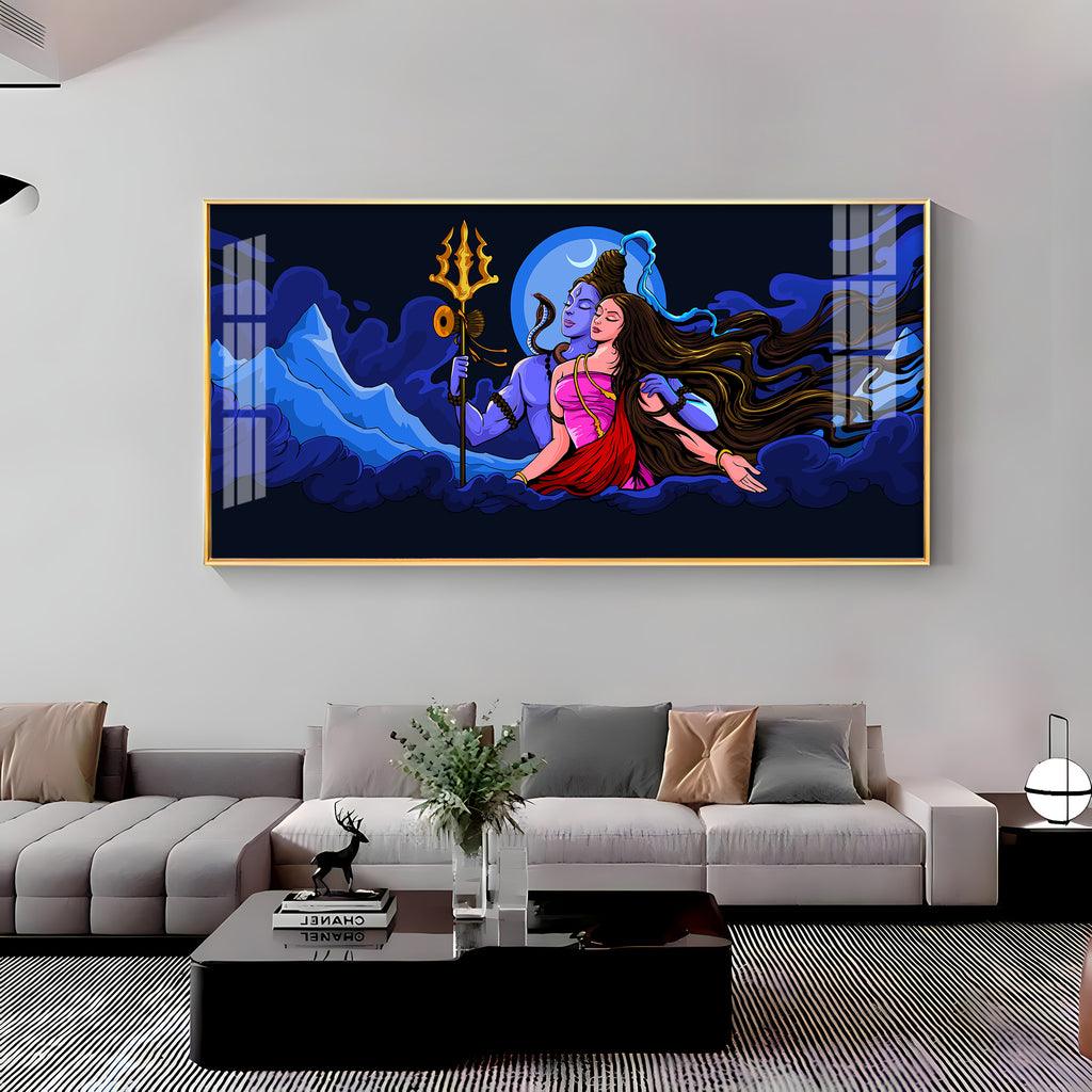 Shiv Shakti Premium Acrylic Horizontal Wall Art - Decor Mantra 