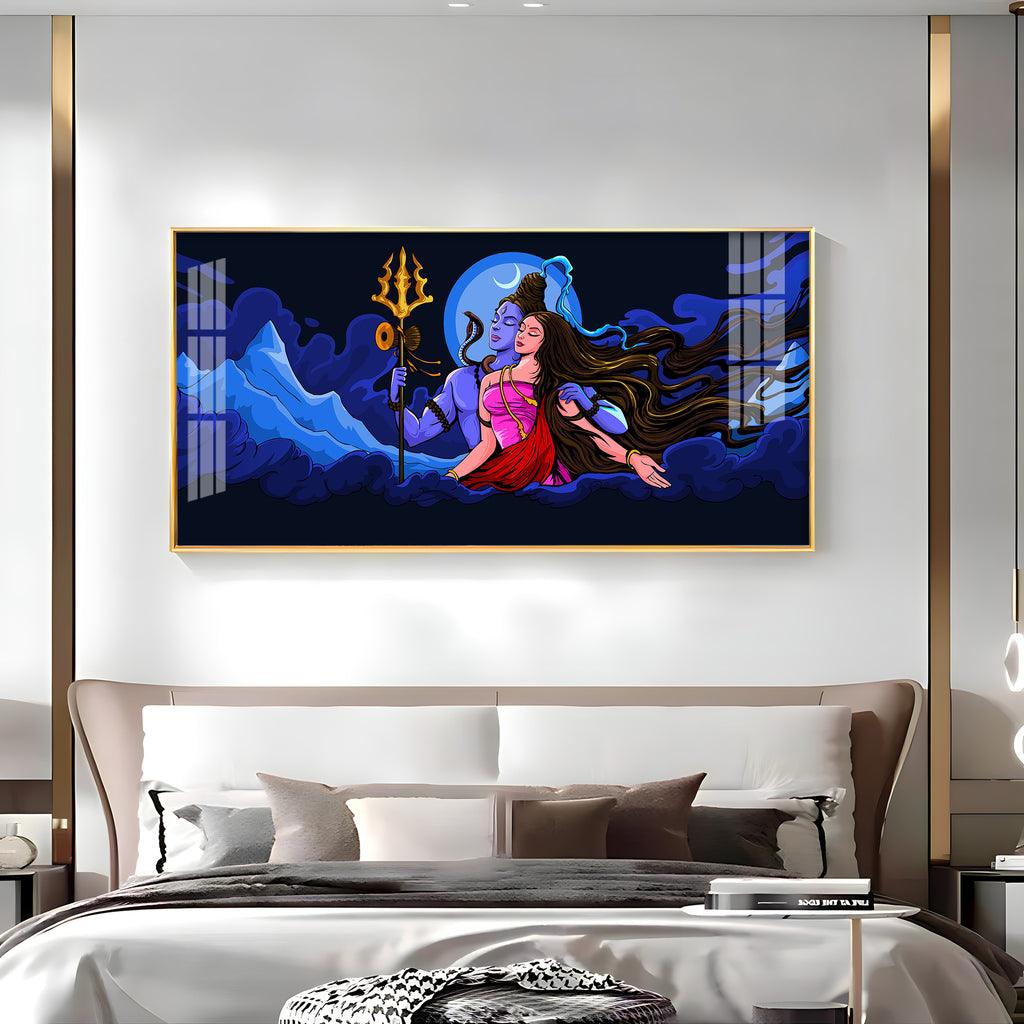 Shiv Shakti Premium Acrylic Horizontal Wall Art - Decor Mantra 
