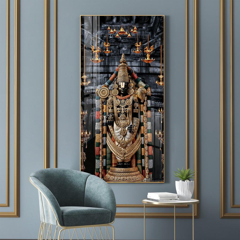 Premium Vertical Wall Art of Lord Tirupati in Acrylic - Decor Mantra 