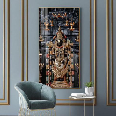 Premium Vertical Wall Art of Lord Tirupati in Acrylic - Decor Mantra 