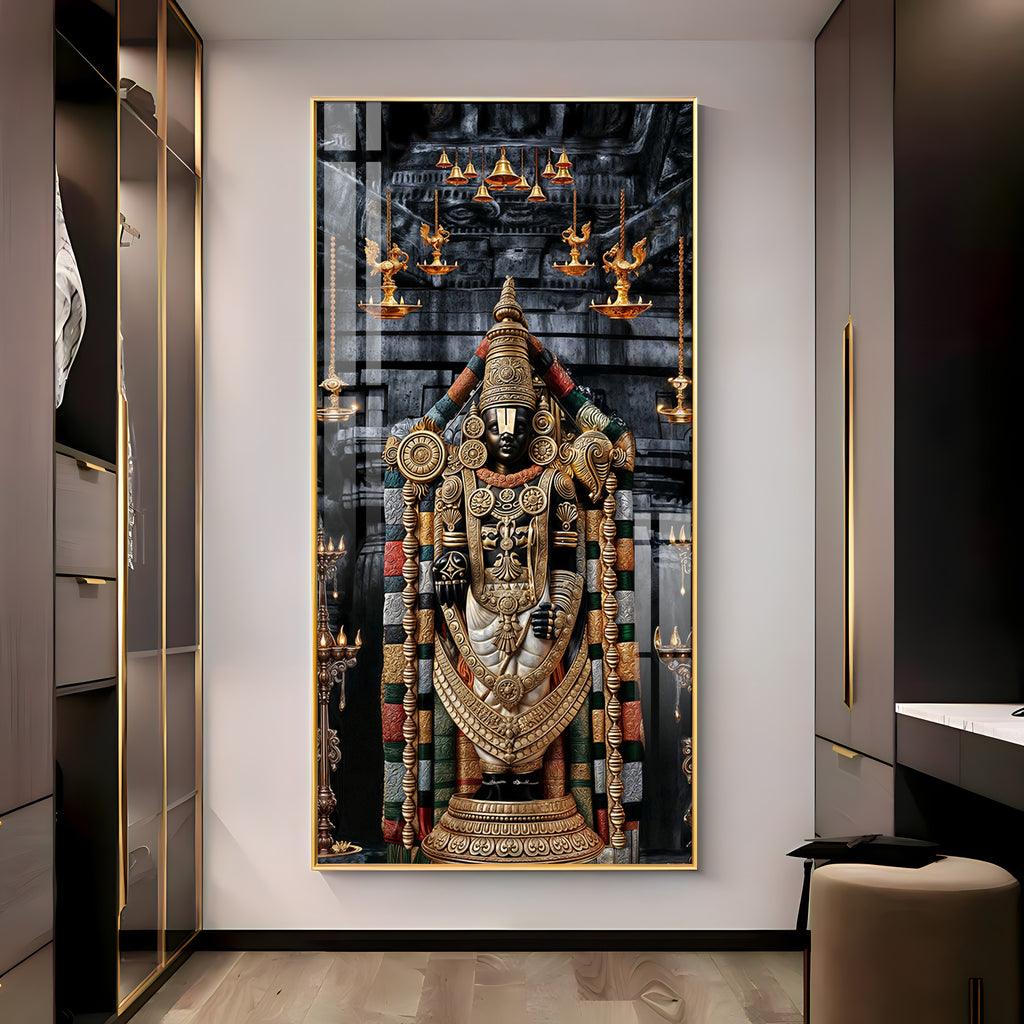 Premium Vertical Wall Art of Lord Tirupati in Acrylic - Decor Mantra 