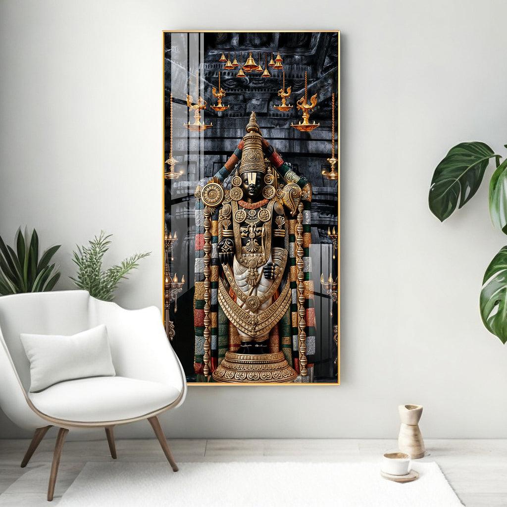 Premium Vertical Wall Art of Lord Tirupati in Acrylic - Decor Mantra 