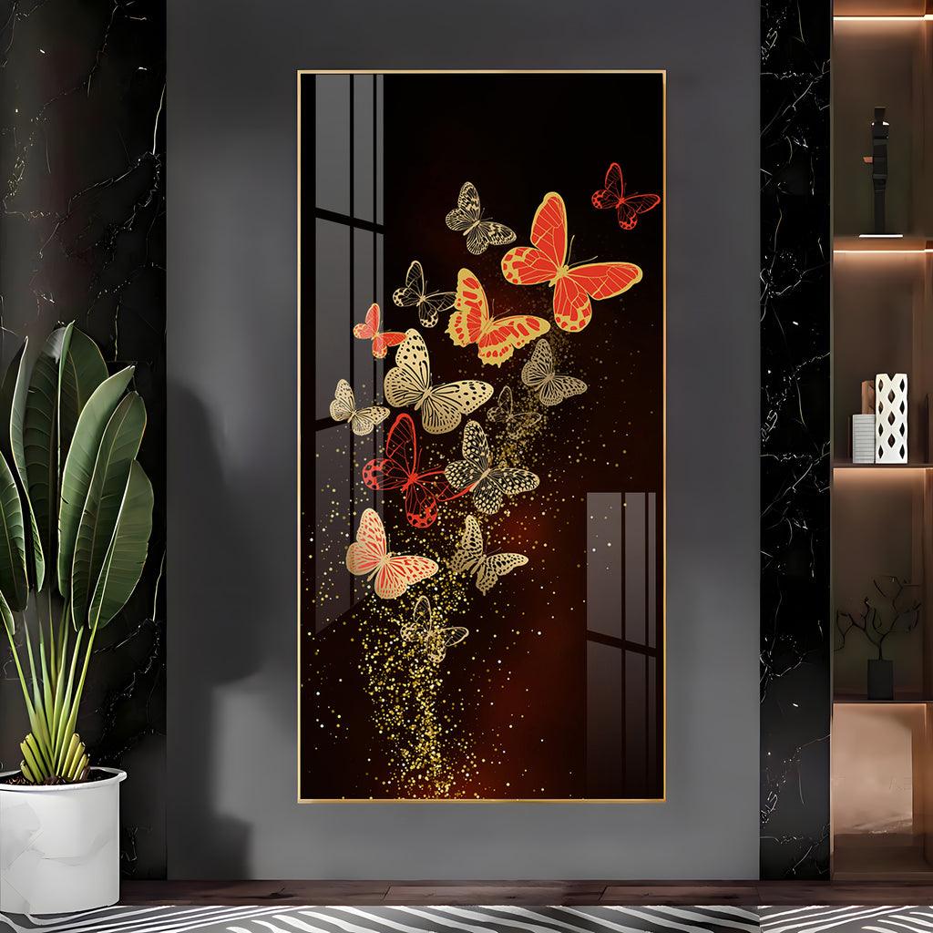 Premium Quality Vertical Acrylic Wall Art of Decorative Butterfly - Decor Mantra 