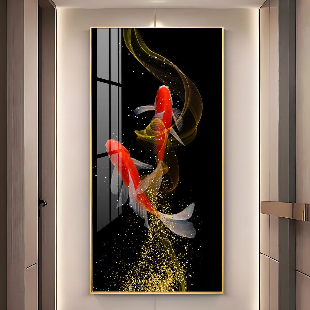 Premium Quality Vertical Acrylic Wall Art of Rare Lucky Fish - Decor Mantra 