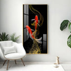 Premium Quality Vertical Acrylic Wall Art of Rare Lucky Fish - Decor Mantra 