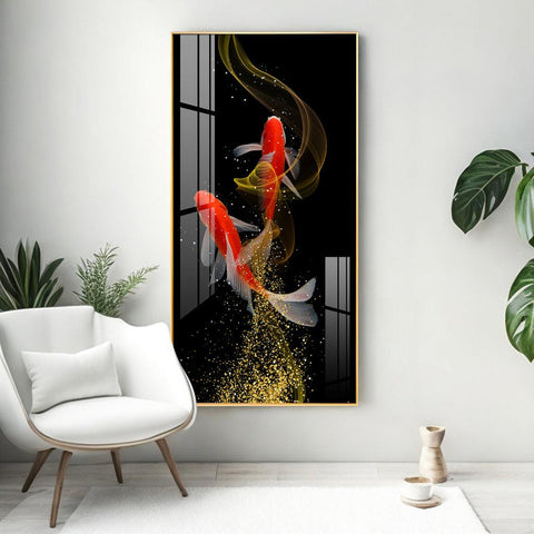 Premium Quality Vertical Acrylic Wall Art of Rare Lucky Fish - Decor Mantra 