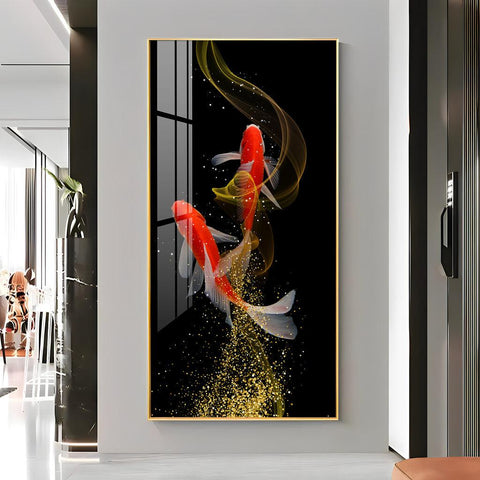 Premium Quality Vertical Acrylic Wall Art of Rare Lucky Fish - Decor Mantra 
