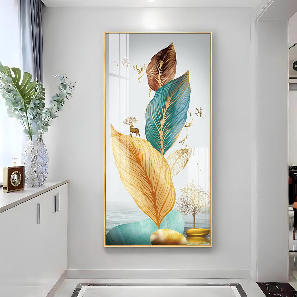 Colorful Feathers Premium Vertical Acrylic Wall Art - Decor Mantra 