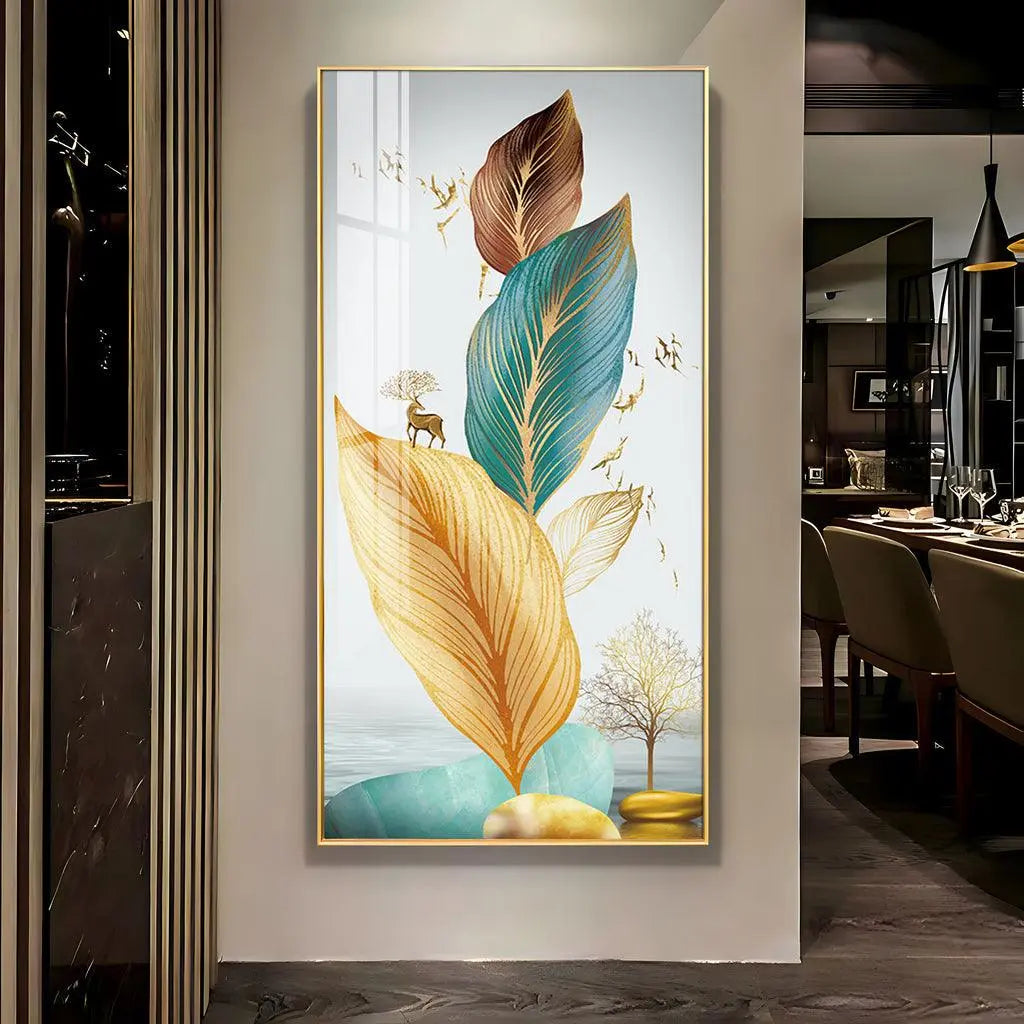 Colorful Feathers Premium Vertical Acrylic Wall Art - Decor Mantra 