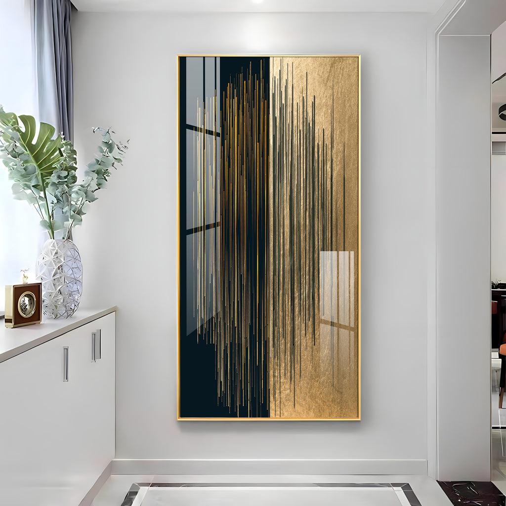 Black & Golden Textured Premium Vertical Acrylic Wall Art - Decor Mantra 