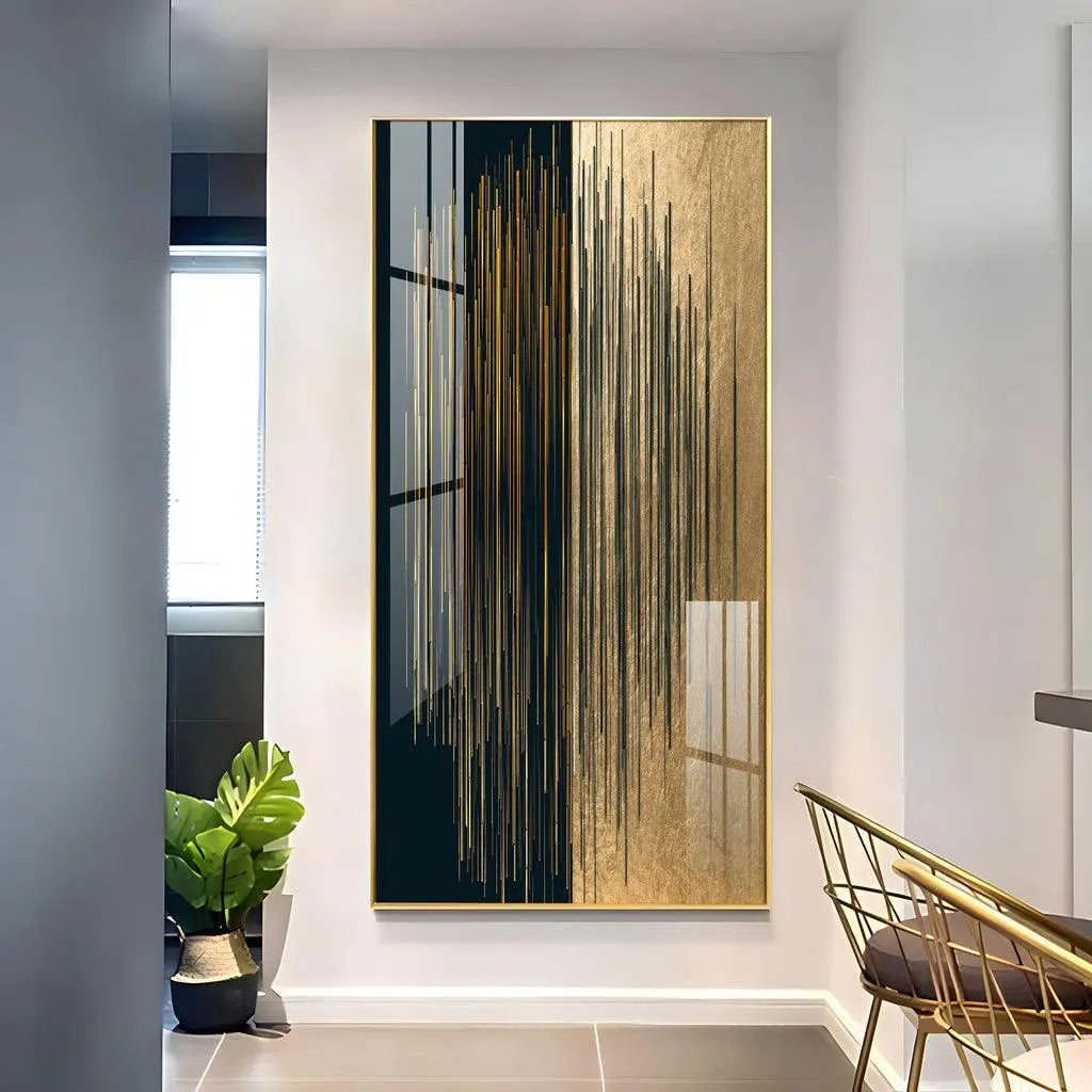 Black & Golden Textured Premium Vertical Acrylic Wall Art - Decor Mantra 