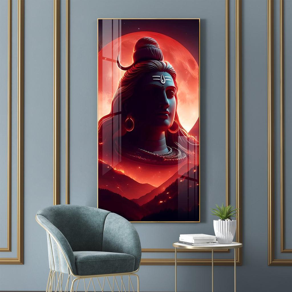 Adiyogi Vertical Wall Art in Premium Acrylic - Decor Mantra 