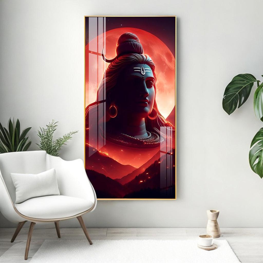 Adiyogi Vertical Wall Art in Premium Acrylic - Decor Mantra 