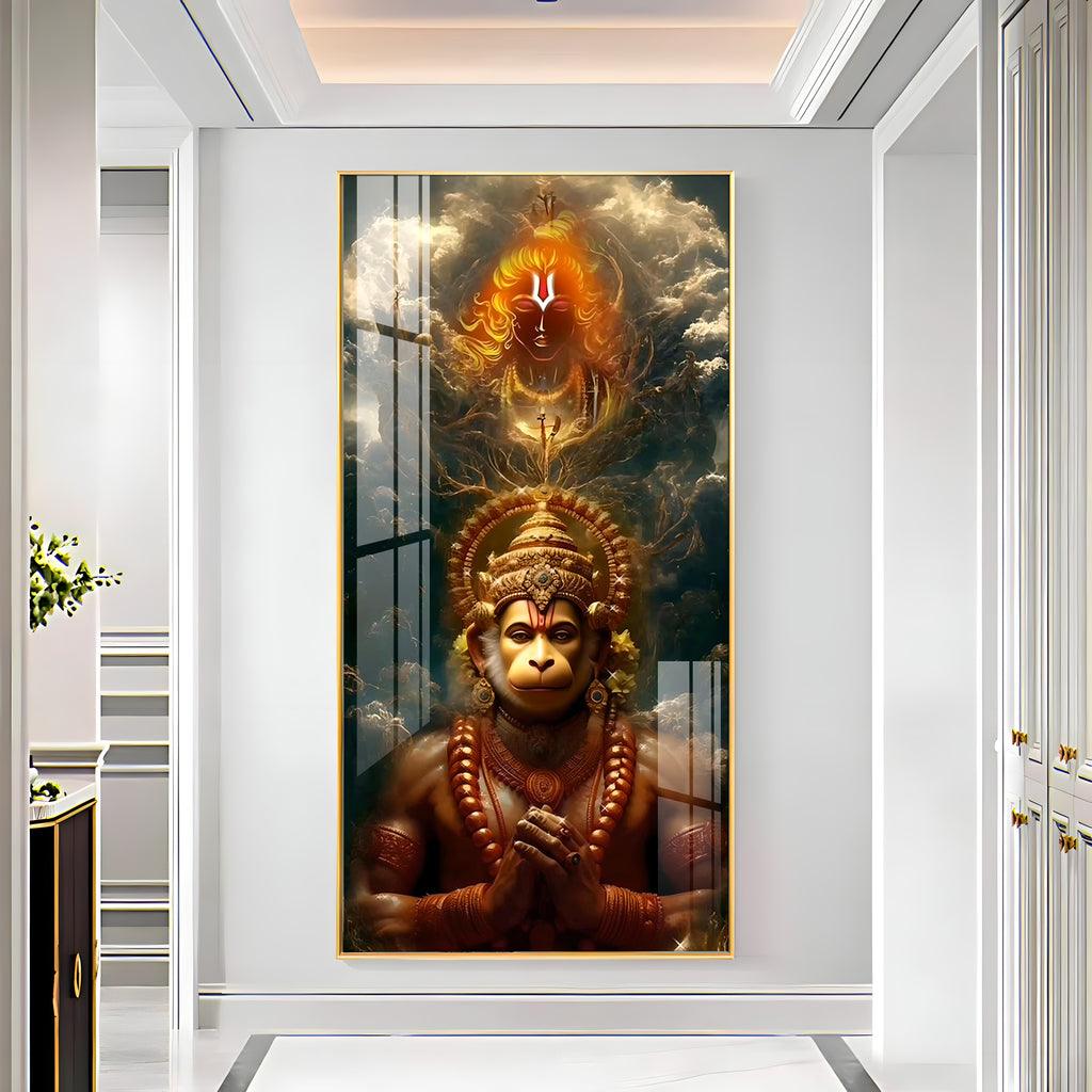 Premium Quality Vertical Acrylic Wall Art of Sankatmochan Hanuman - Decor Mantra 