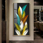 Sparkling Feathers Vertical Wall Art in Premium Acrylic - Decor Mantra 