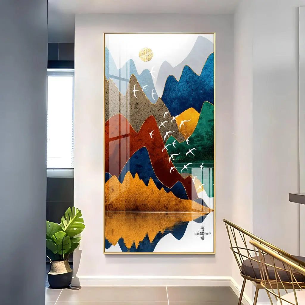 Acrylic Wall Art Vertical Premium Colorful Mountains - Decor Mantra 
