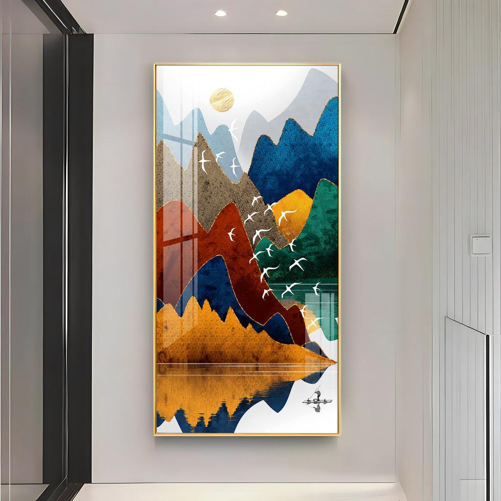 Acrylic Wall Art Vertical Premium Colorful Mountains - Decor Mantra 