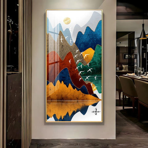 Acrylic Wall Art Vertical Premium Colorful Mountains - Decor Mantra 
