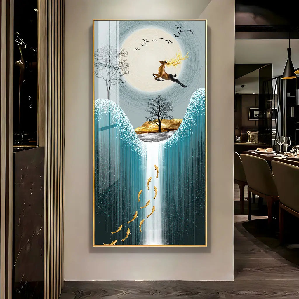 Acrylic Wall Art: Vertical Premium Jolly Jumping Deer AdPrints