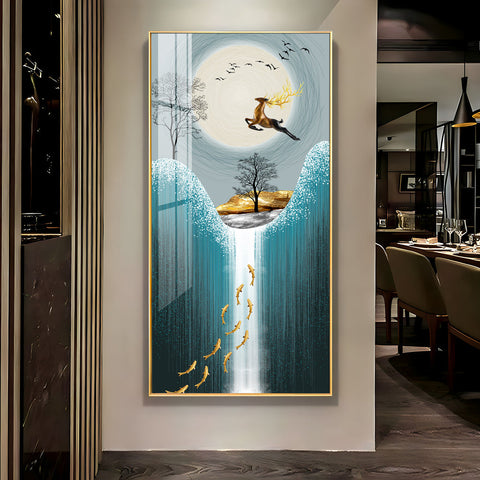 Acrylic Wall Art: Vertical Premium Jolly Jumping Deer