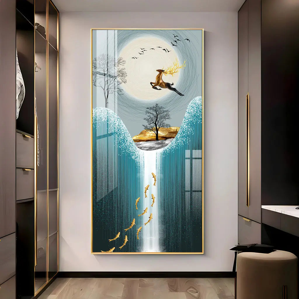 Acrylic Wall Art: Vertical Premium Jolly Jumping Deer AdPrints