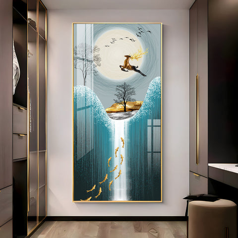 Acrylic Wall Art: Vertical Premium Jolly Jumping Deer