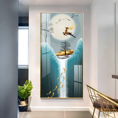 Acrylic Wall Art: Vertical Premium Jolly Jumping Deer