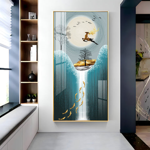 Acrylic Wall Art: Vertical Premium Jolly Jumping Deer