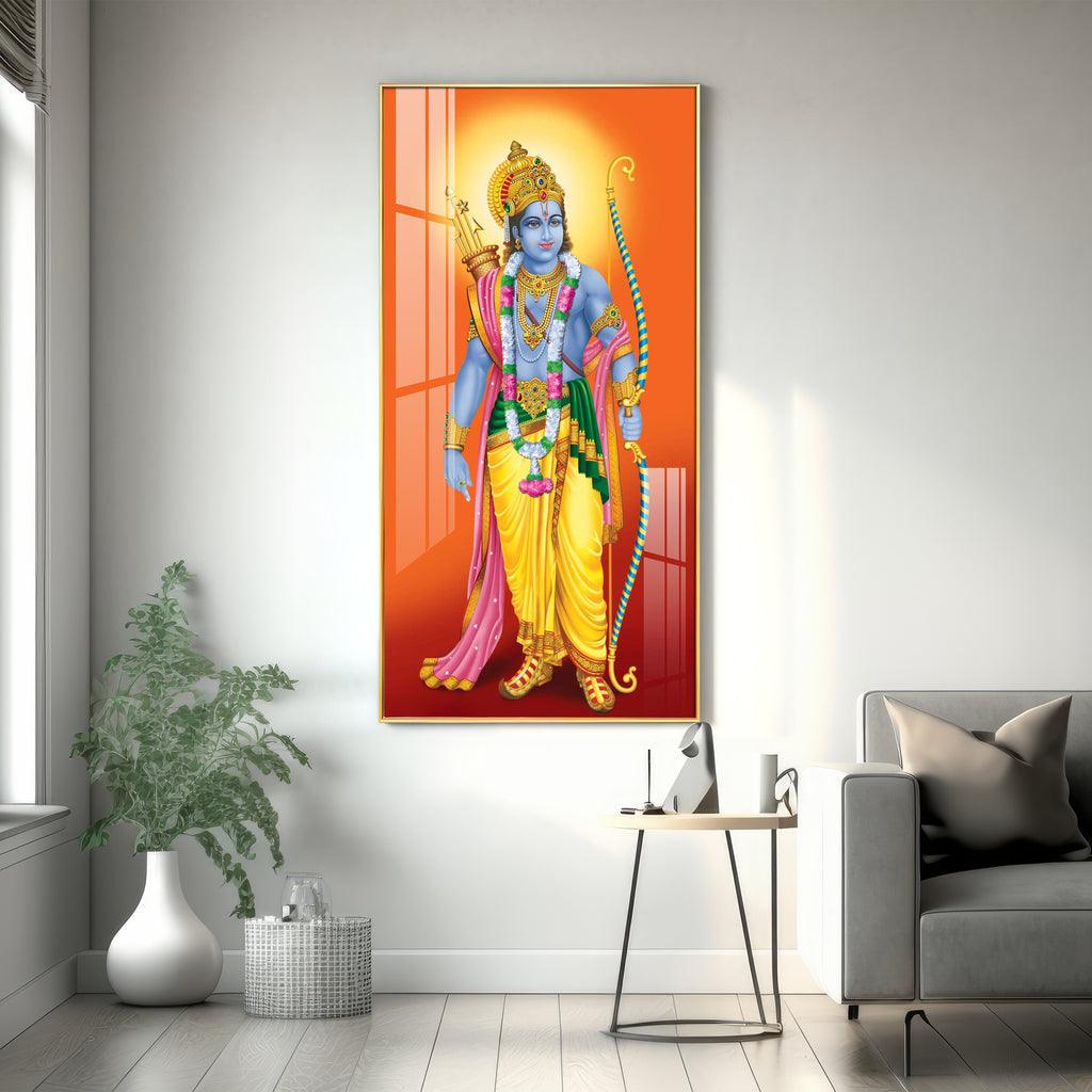 The Divine Lord Shri Ram Premium Acrylic Vertical Wall Art - Decor Mantra 