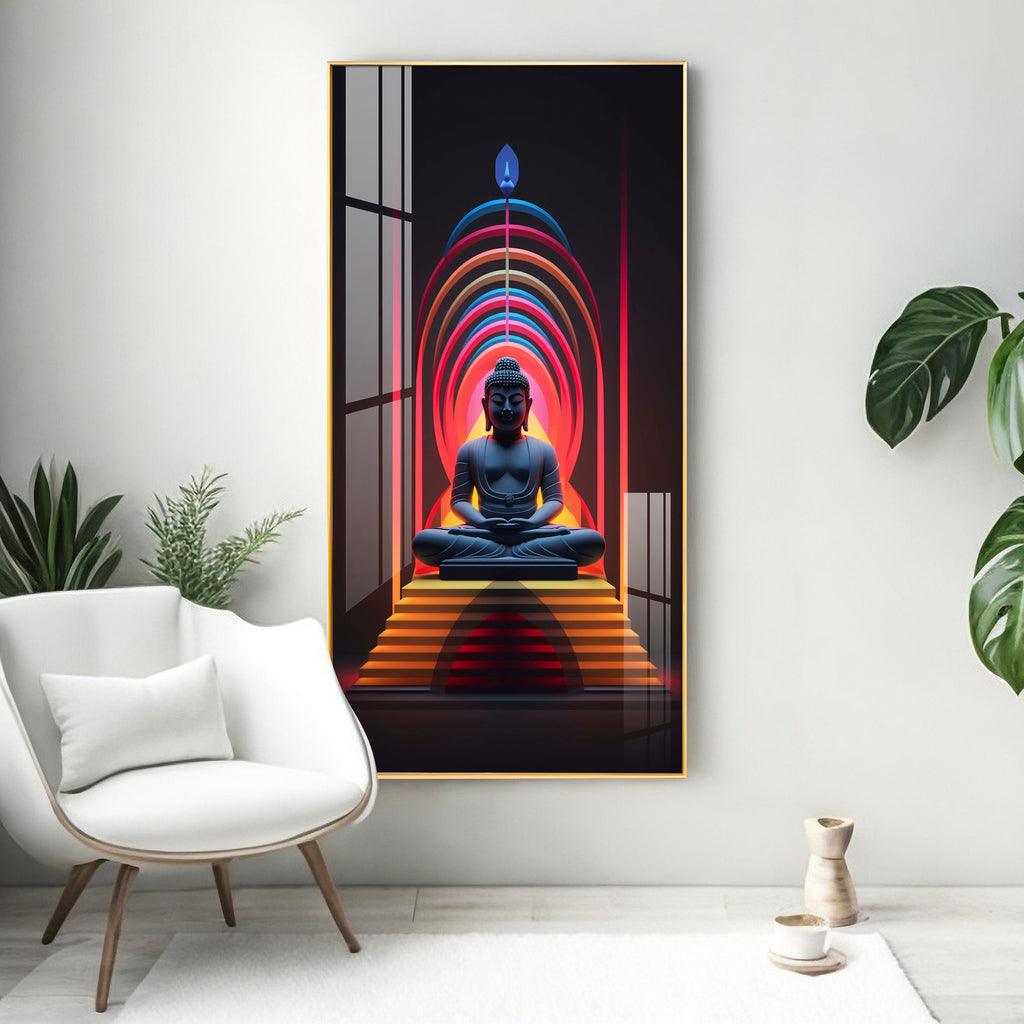 The Forceful Buddha Premium Acrylic Vertical Wall Art - Decor Mantra 