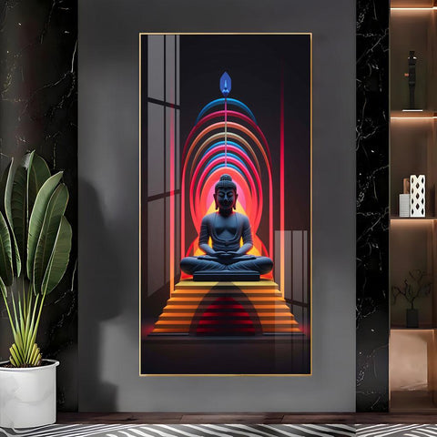 The Forceful Buddha Premium Acrylic Vertical Wall Art - Decor Mantra 