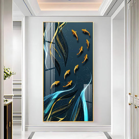 The Majestic Golden Koi Fish Premium Acrylic Vertical Wall Art - Decor Mantra 