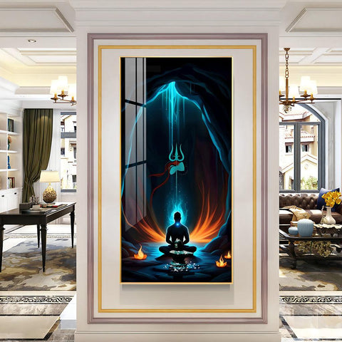 The Powerful Jai Mahakal Premium Acrylic Vertical Wall Art - Decor Mantra 