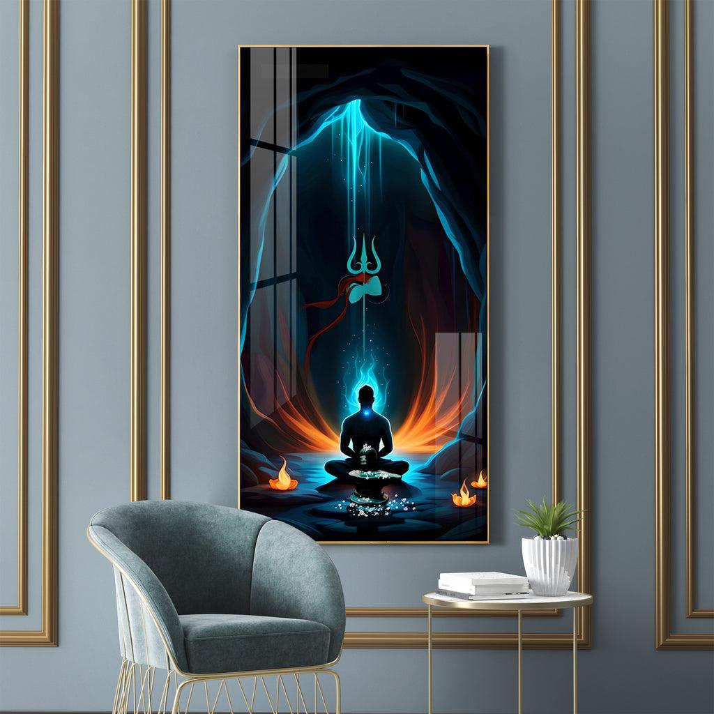 The Powerful Jai Mahakal Premium Acrylic Vertical Wall Art - Decor Mantra 