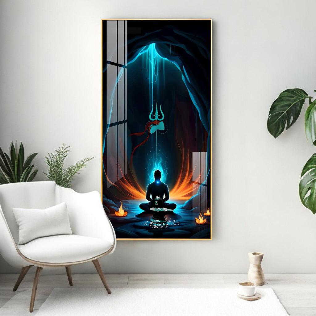 The Powerful Jai Mahakal Premium Acrylic Vertical Wall Art - Decor Mantra 