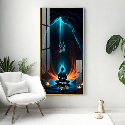 The Powerful Jai Mahakal Premium Acrylic Vertical Wall Art - Decor Mantra 