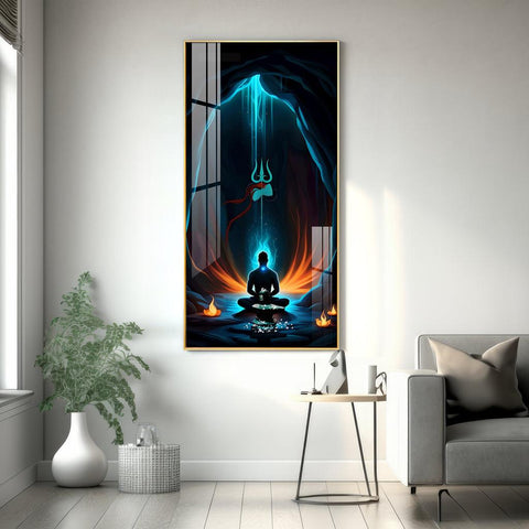The Powerful Jai Mahakal Premium Acrylic Vertical Wall Art - Decor Mantra 
