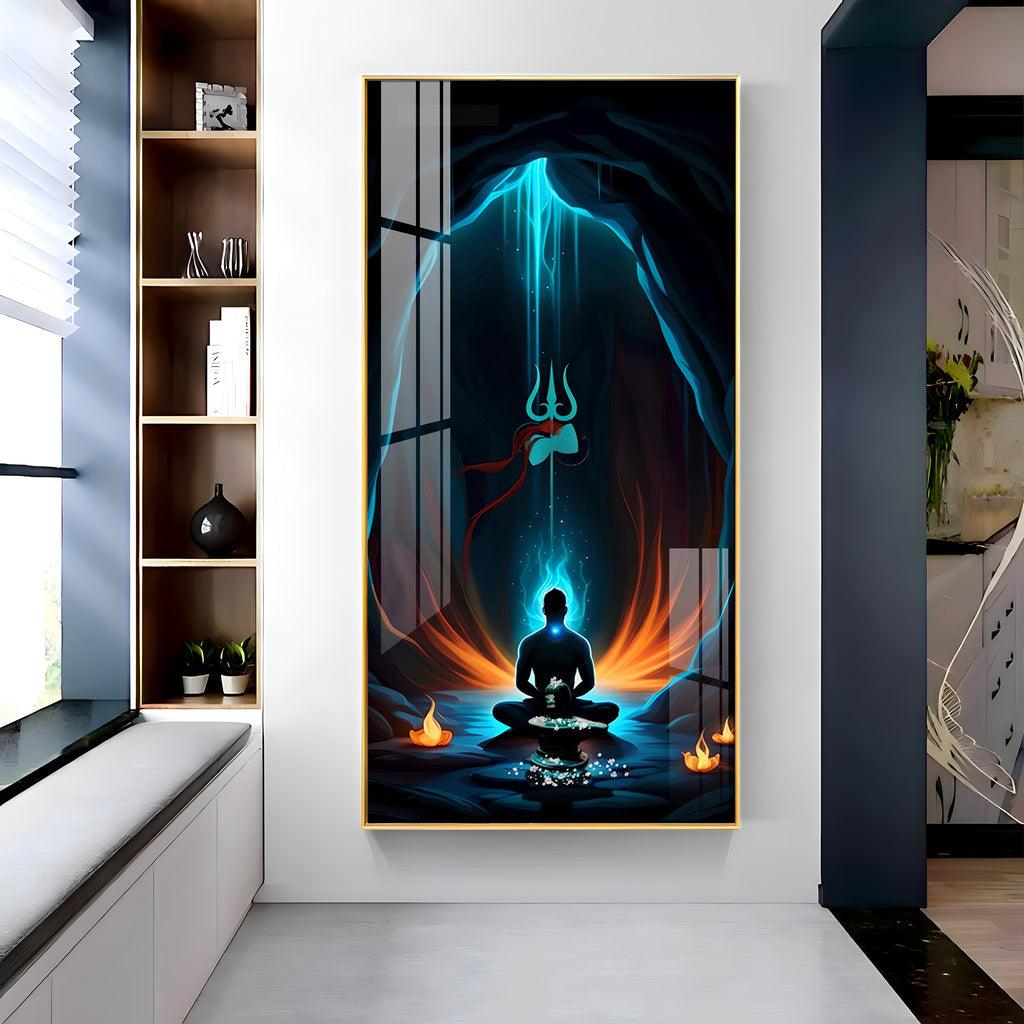 The Powerful Jai Mahakal Premium Acrylic Vertical Wall Art - Decor Mantra 