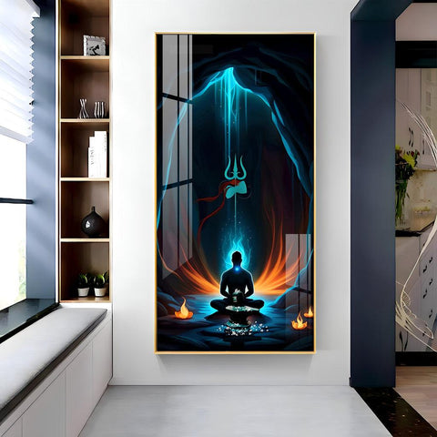 The Powerful Jai Mahakal Premium Acrylic Vertical Wall Art - Decor Mantra 
