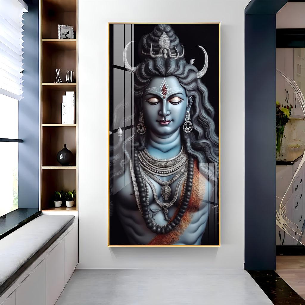 Majestic Shiv Shankar Premium Acrylic Vertical Wall Art - Decor Mantra 