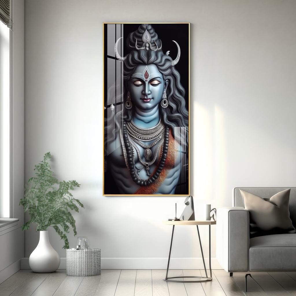 Majestic Shiv Shankar Premium Acrylic Vertical Wall Art - Decor Mantra 
