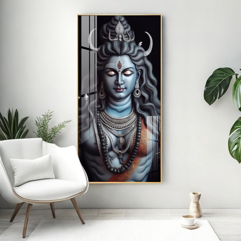 Majestic Shiv Shankar Premium Acrylic Vertical Wall Art - Decor Mantra 