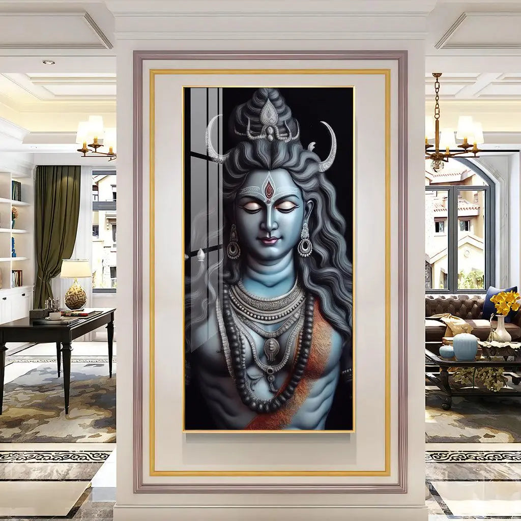 Majestic Shiv Shankar Premium Acrylic Vertical Wall Art - Decor Mantra 