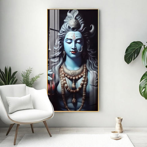 Blessed Shiv Shambhu Premium Acrylic Vertical Wall Art - Decor Mantra 