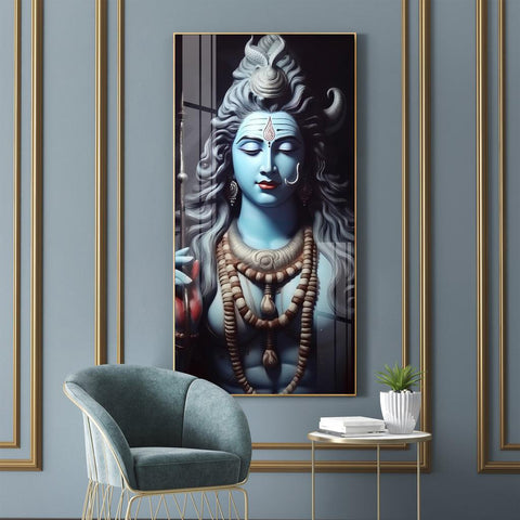 Blessed Shiv Shambhu Premium Acrylic Vertical Wall Art - Decor Mantra 