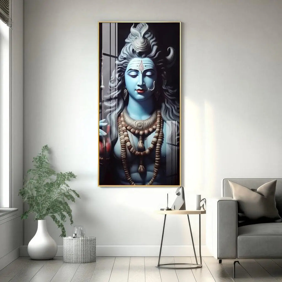 Blessed Shiv Shambhu Premium Acrylic Vertical Wall Art - Decor Mantra 