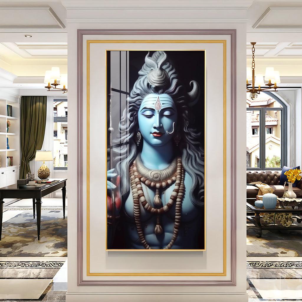 Blessed Shiv Shambhu Premium Acrylic Vertical Wall Art - Decor Mantra 